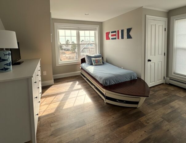 Sailing Bedroom Boat Bed with Trundle at Driftaway vacation home beach rental by owner in Scarborough, Maine