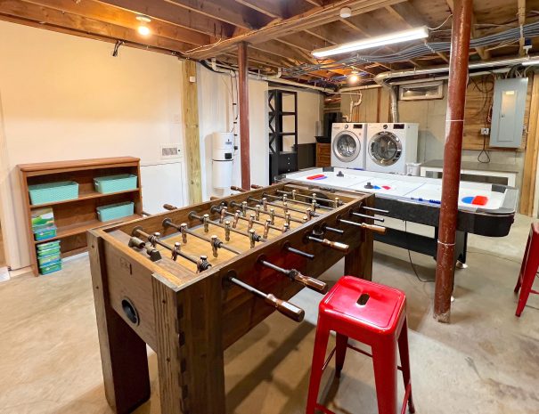 Basement - Foosball Air Hockey and Laundry of Driftaway vacation beach home rental by owner in Scarborough, Maine